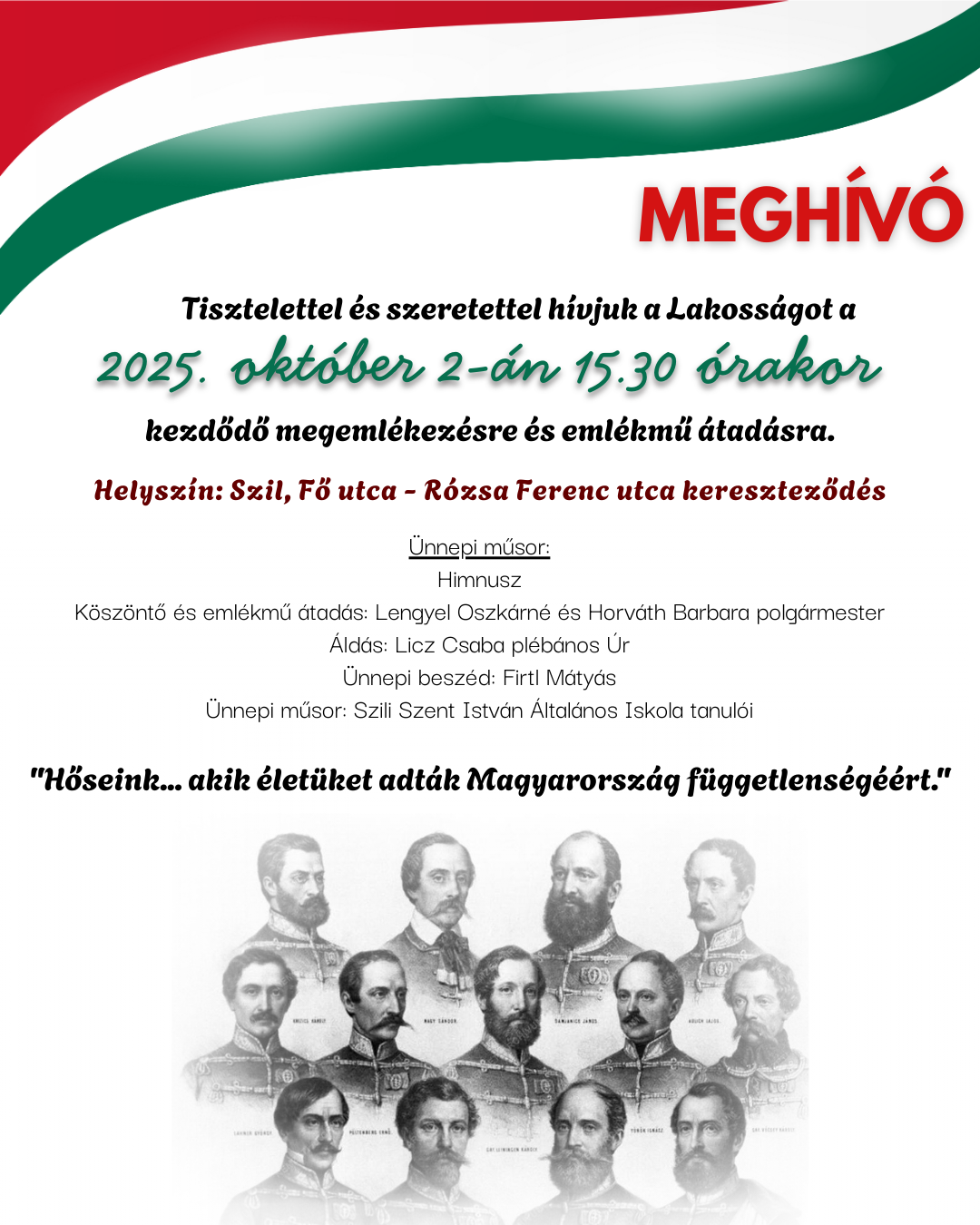 Aradi vértanú emlékmű avatása